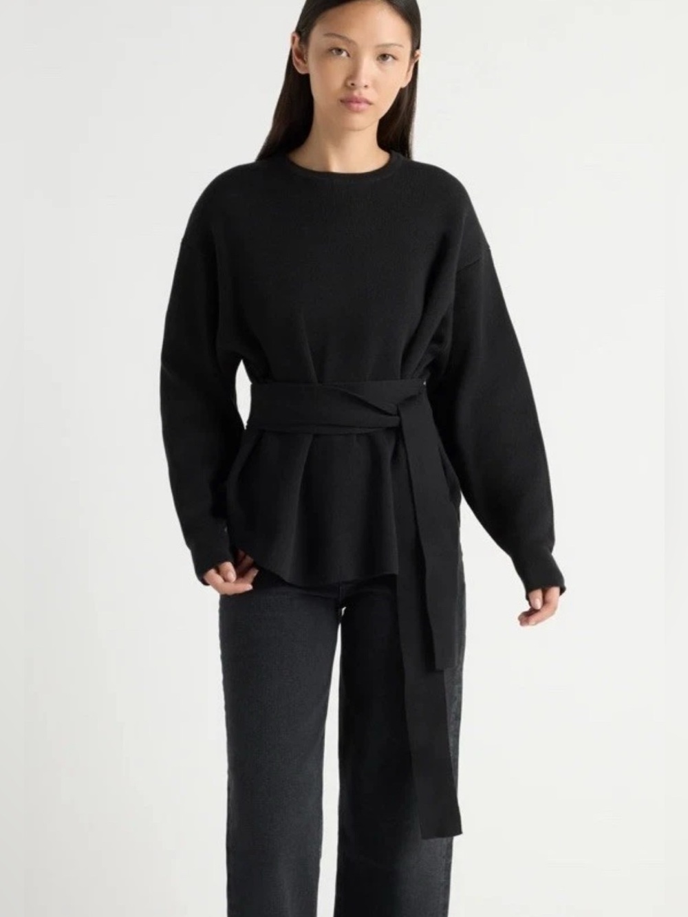 Modern citizen, Nara black with Day-to-Night Versatility Tie front sweater XL